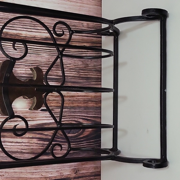VTG Handcarved Wooden Fleur-de-lis Cast Iron decorative Towel Display Stand Rack - Picture 9 of 11